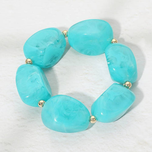 Chunky Pop of Color Statement Resin Pebble Beaded Bracelet