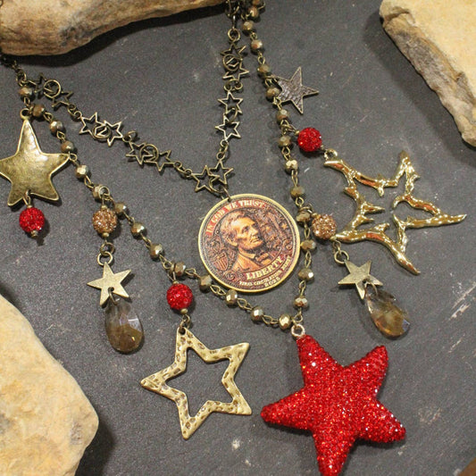 In God We Trust Golden Charm'd Necklace
