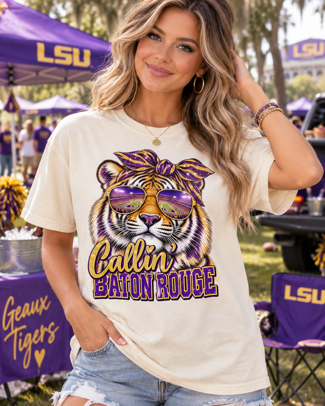 Callin’ Baton Rouge Glitzy Tiger Tee