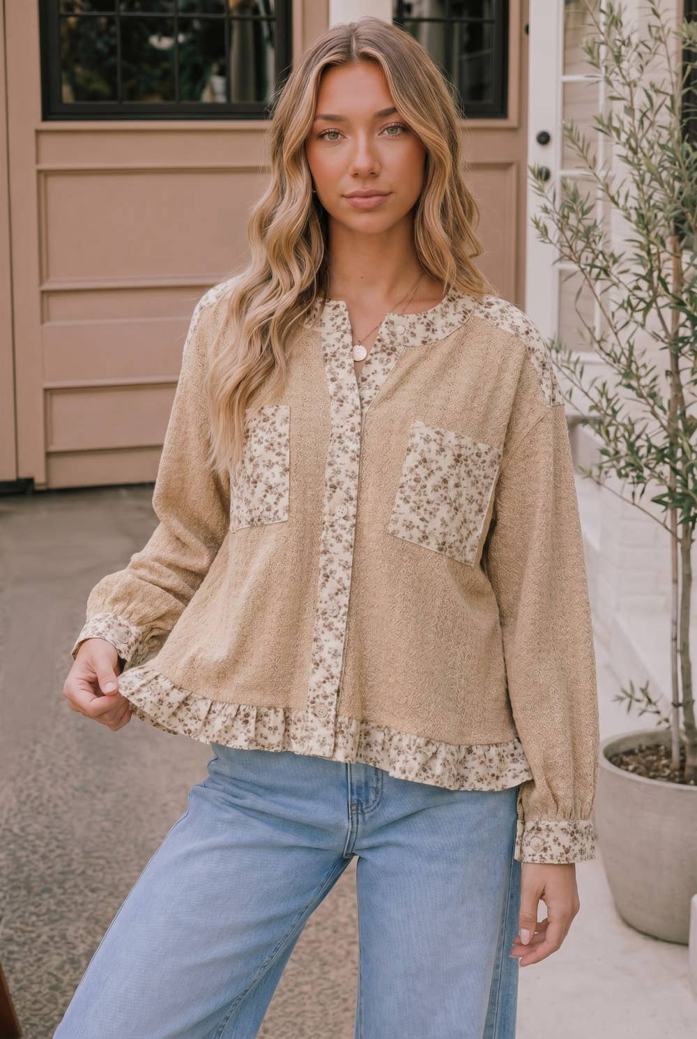 WAVE LACE WITH DIZZY FLOWER CONTRAST AND POCKET