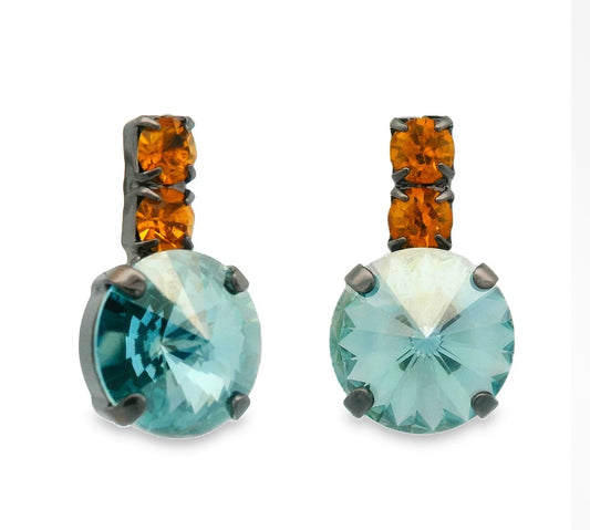 TOVA Dee Earrings – Gunmetal Aqua Champagne