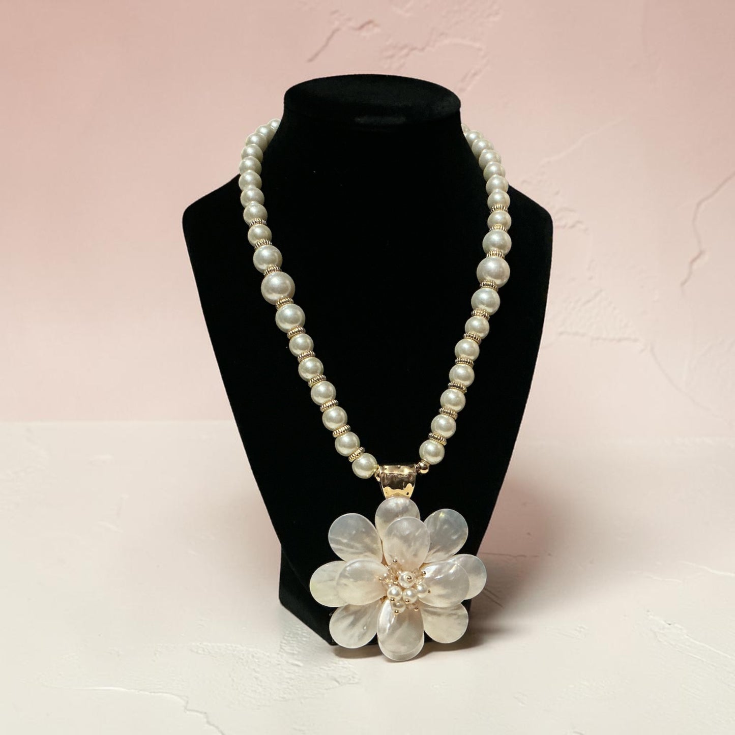 Gardenia Pearl Blossom Statement Necklace