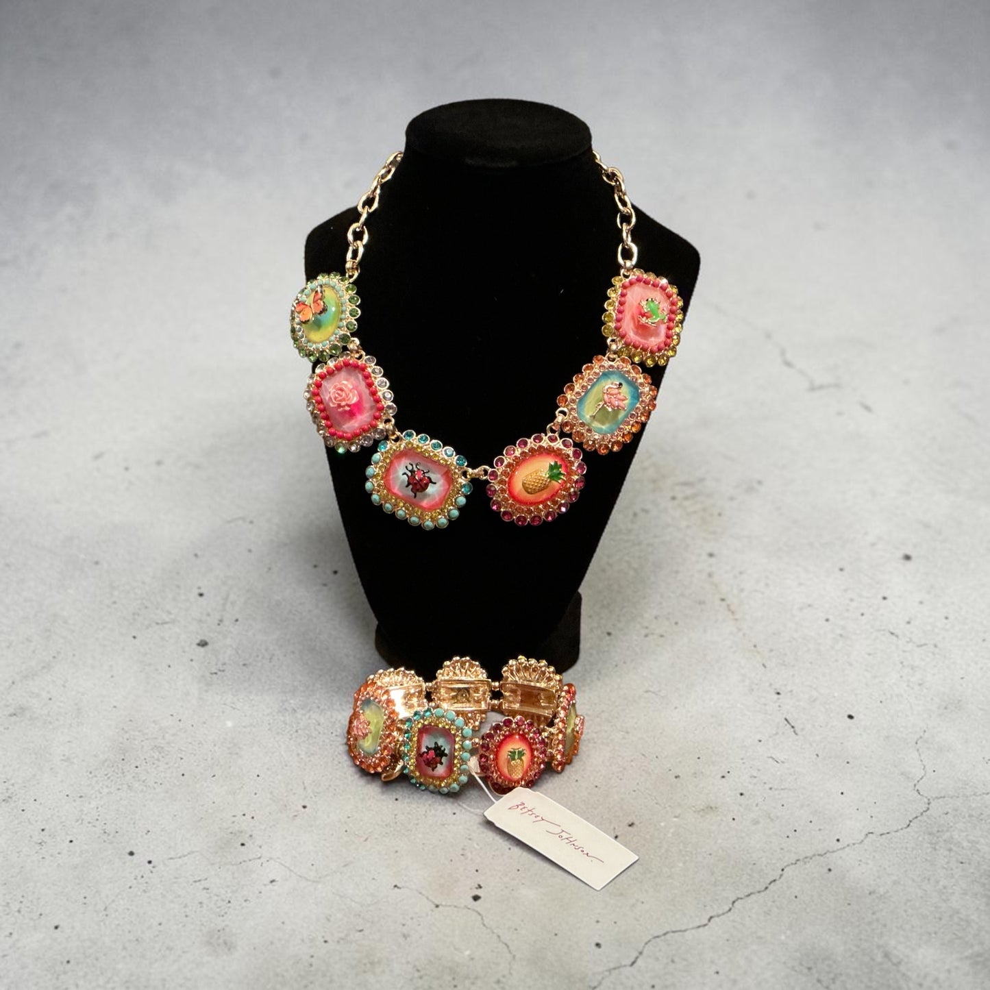 Betsey Johnson Whimsical Charm Necklace & Stretch Bracelet Set