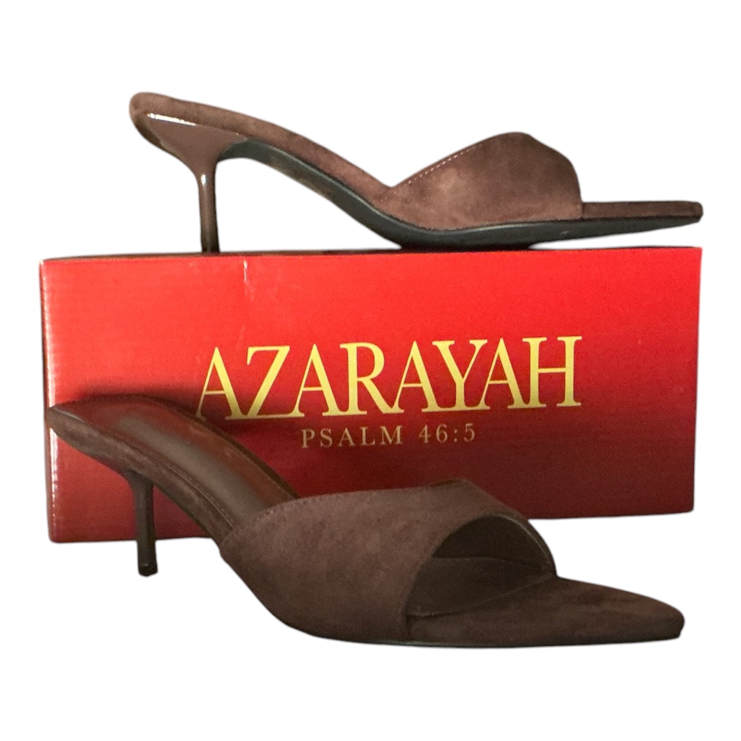 Azarayah Brown Suede Kitten Heel Slide Sandals – Size 8