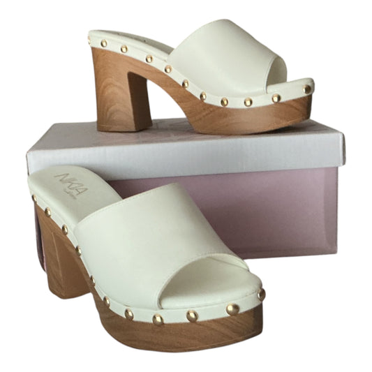 Nikia Cream Studded Platform Clog Sandals