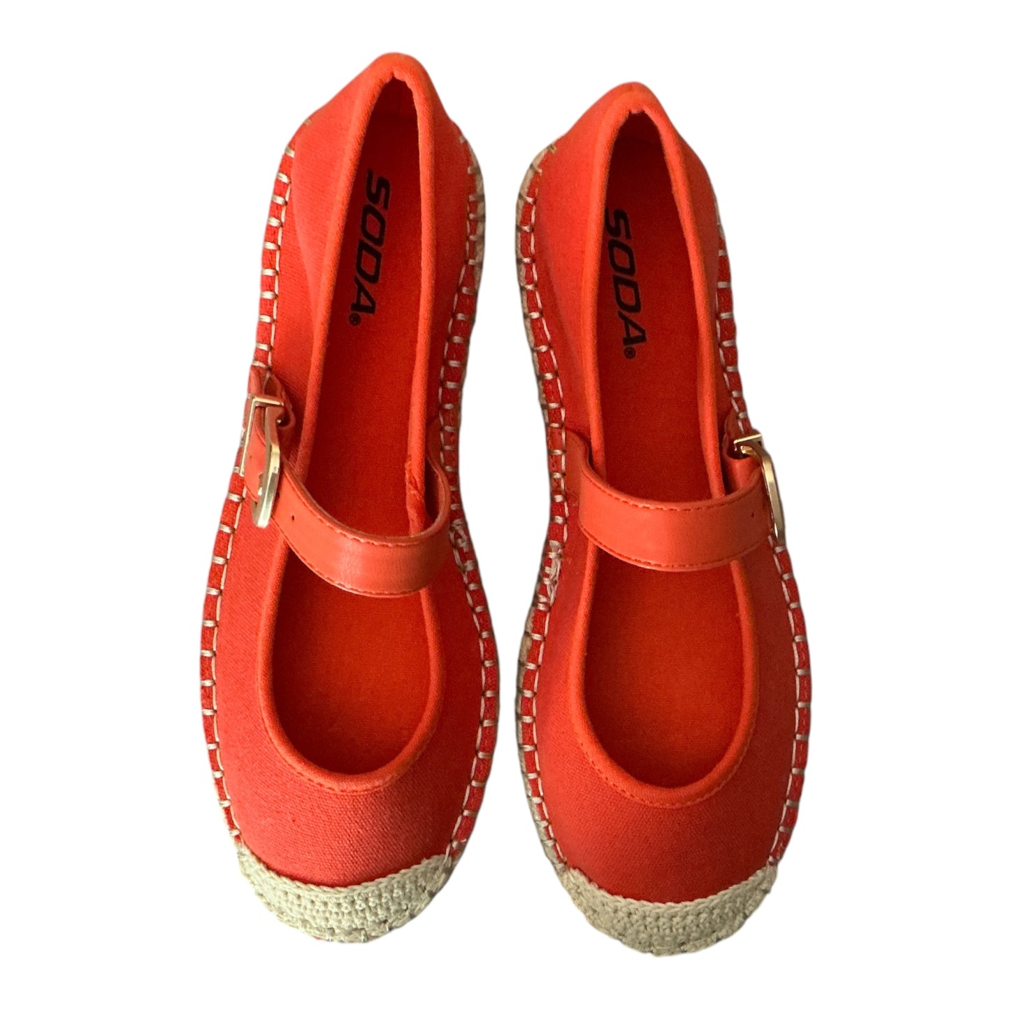 SODA Orange Espadrille Mary Jane Flats