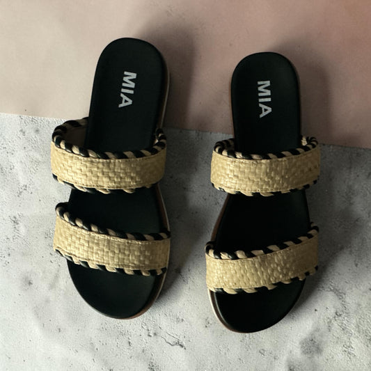 MIA Woven Double-Strap Slide Sandals