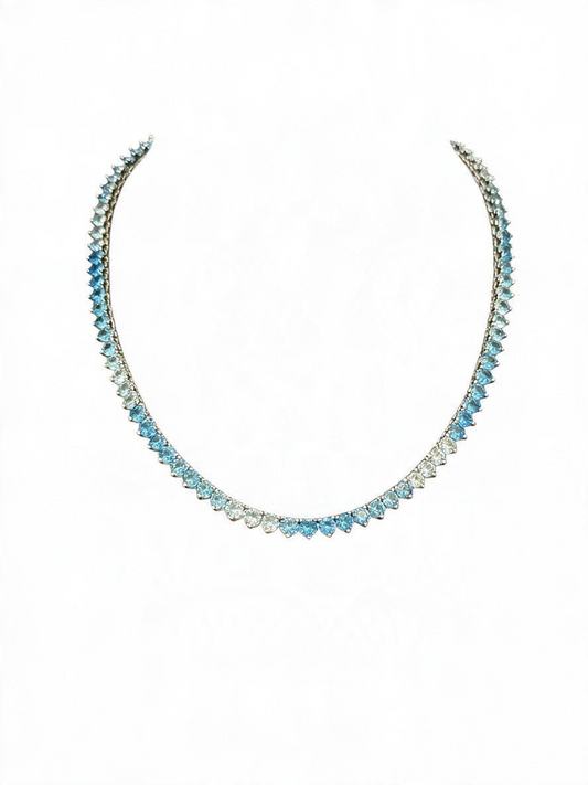 Tova Tennis necklace in Silver & Light Sapphore