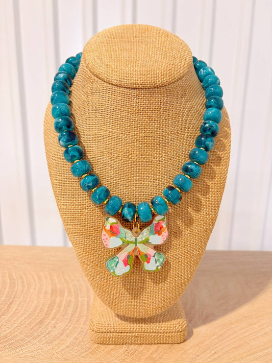 Rebecca x Kate Teal Butterfly Necklace