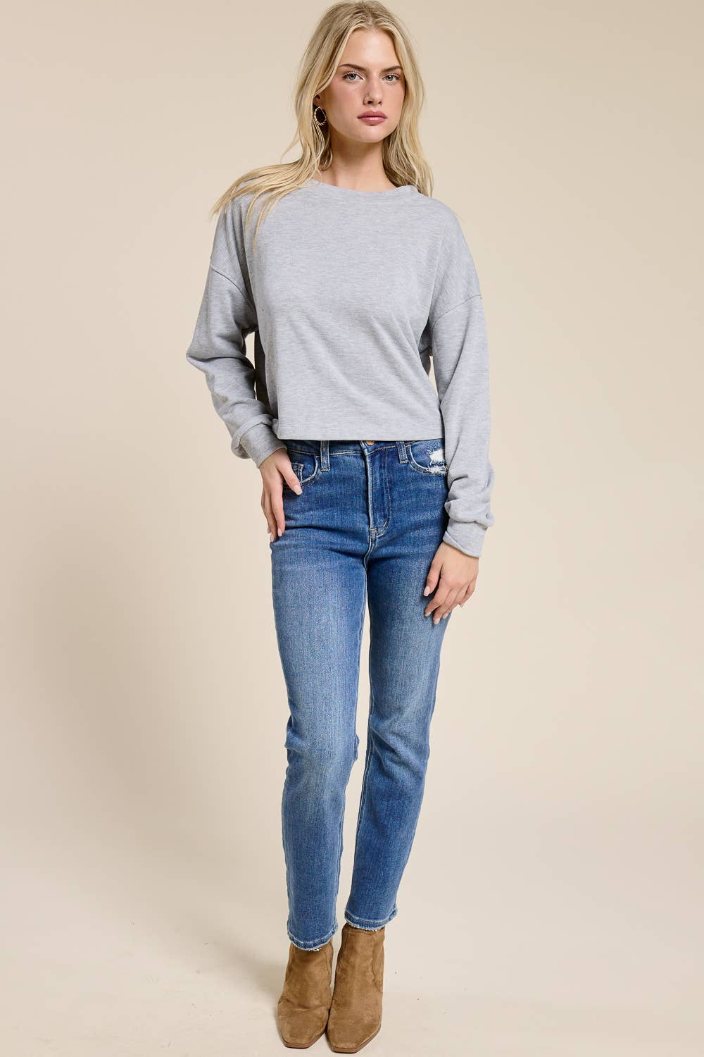 Open-Back Wrap Tie Crewneck