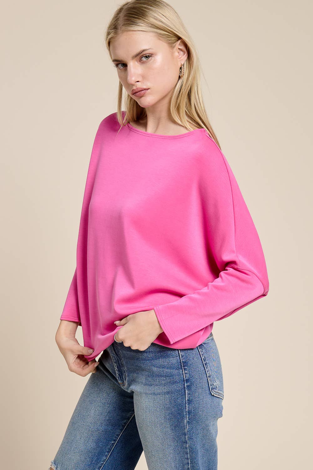 Fushia Signature Scuba Dolman Top