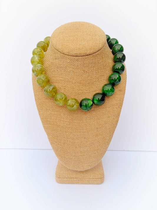 Two-Tone Green Bauble Necklace