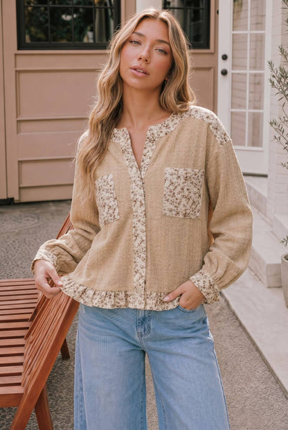 WAVE LACE WITH DIZZY FLOWER CONTRAST AND POCKET