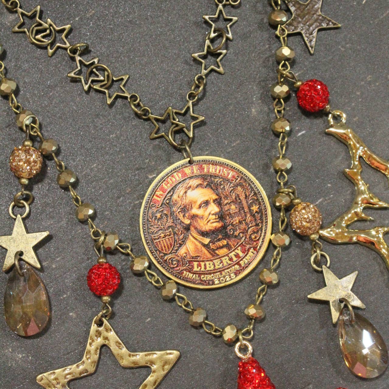 In God We Trust Golden Charm'd Necklace