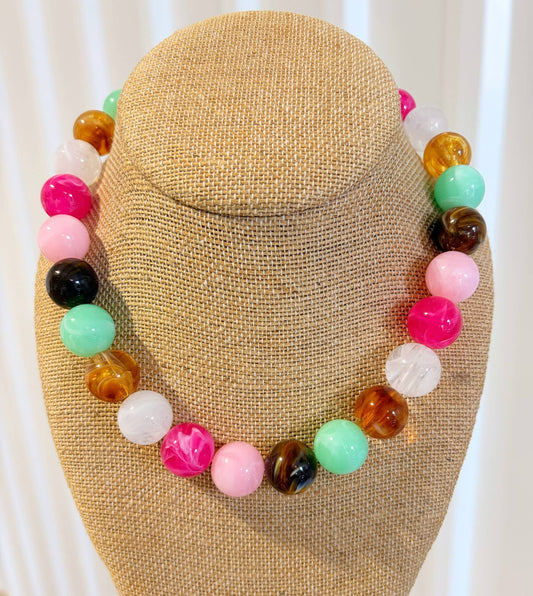 Mini Bauble Necklace – Pink + Mint Mix