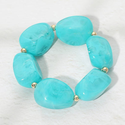 Chunky Pop of Color Statement Resin Pebble Beaded Bracelet