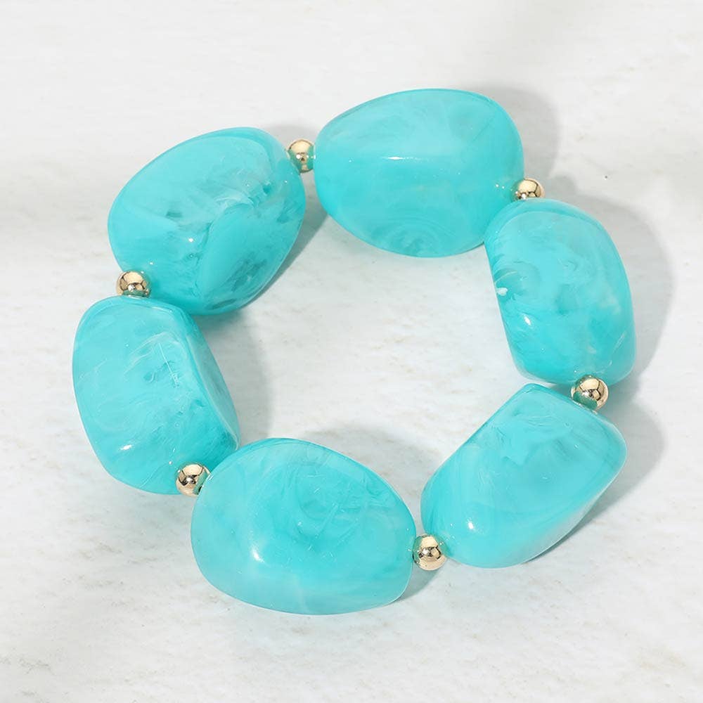Chunky Pop of Color Statement Resin Pebble Beaded Bracelet
