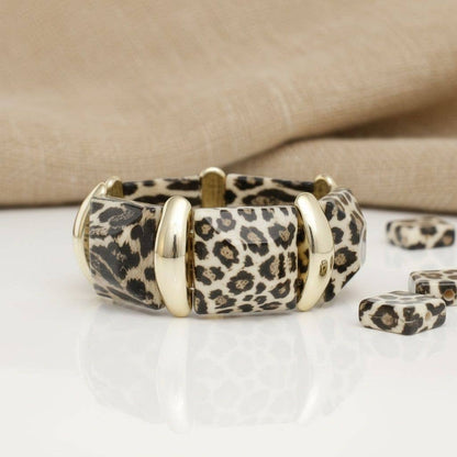 Wild Tribal Leopard Chunky Beaded Stretch Bracelet