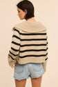 Harbor Collar Stripe Wool Blend Knit Sweater Top