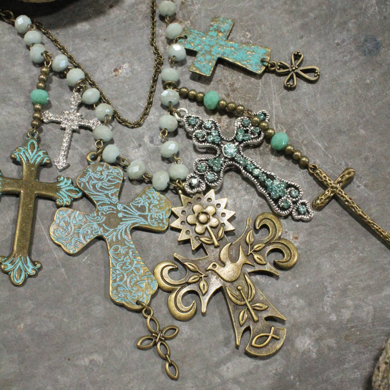 Cluster Of Crosses Charm'd Necklace