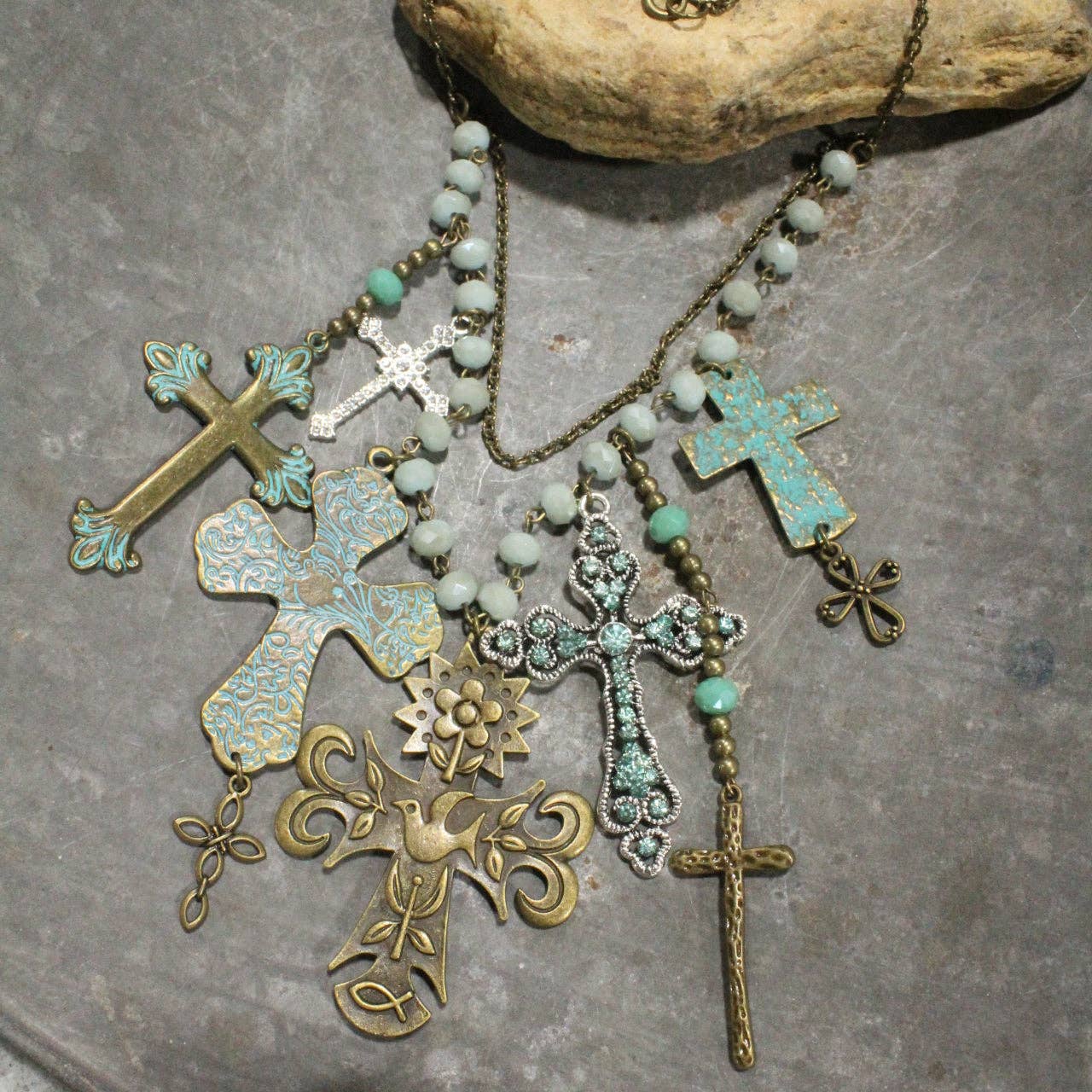 Cluster Of Crosses Charm'd Necklace