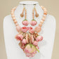 Bold Blush Floral Embellished Chunky Beaded Statement Necklace