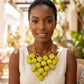 Chunky Yellow Crackle Bead Chainmaille Bib Necklace
