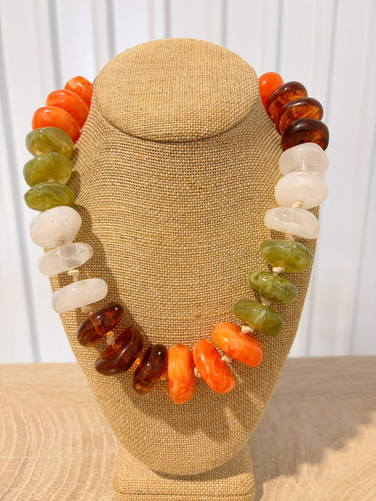 Chunky Rondelle – Orange + Green Mix
