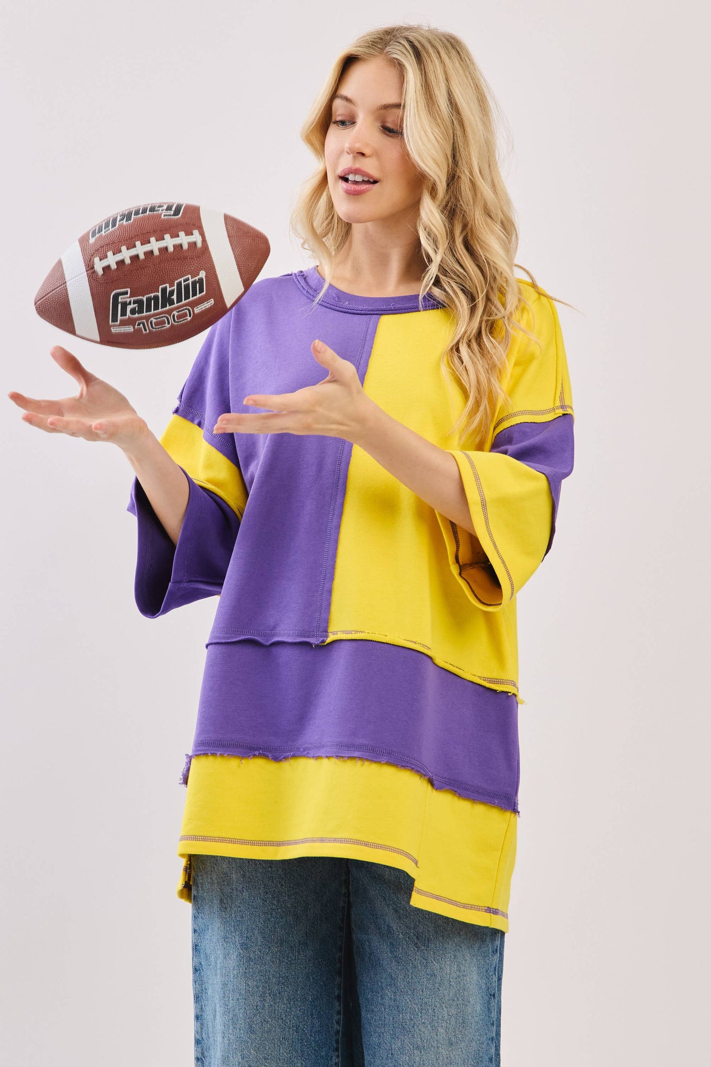 Oversized LSUColor Block Top