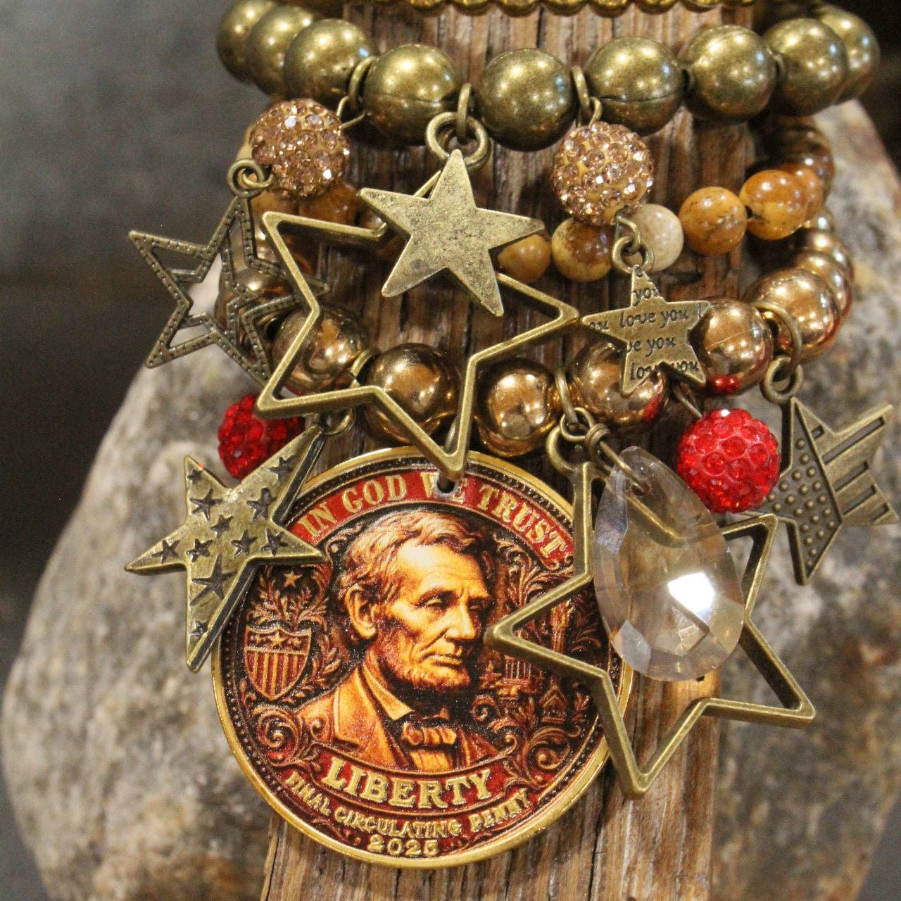In God We Trust Golden Charm'd Bracelet Set