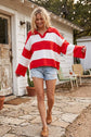 Oversized Gameday Rugby Stripe Sweater