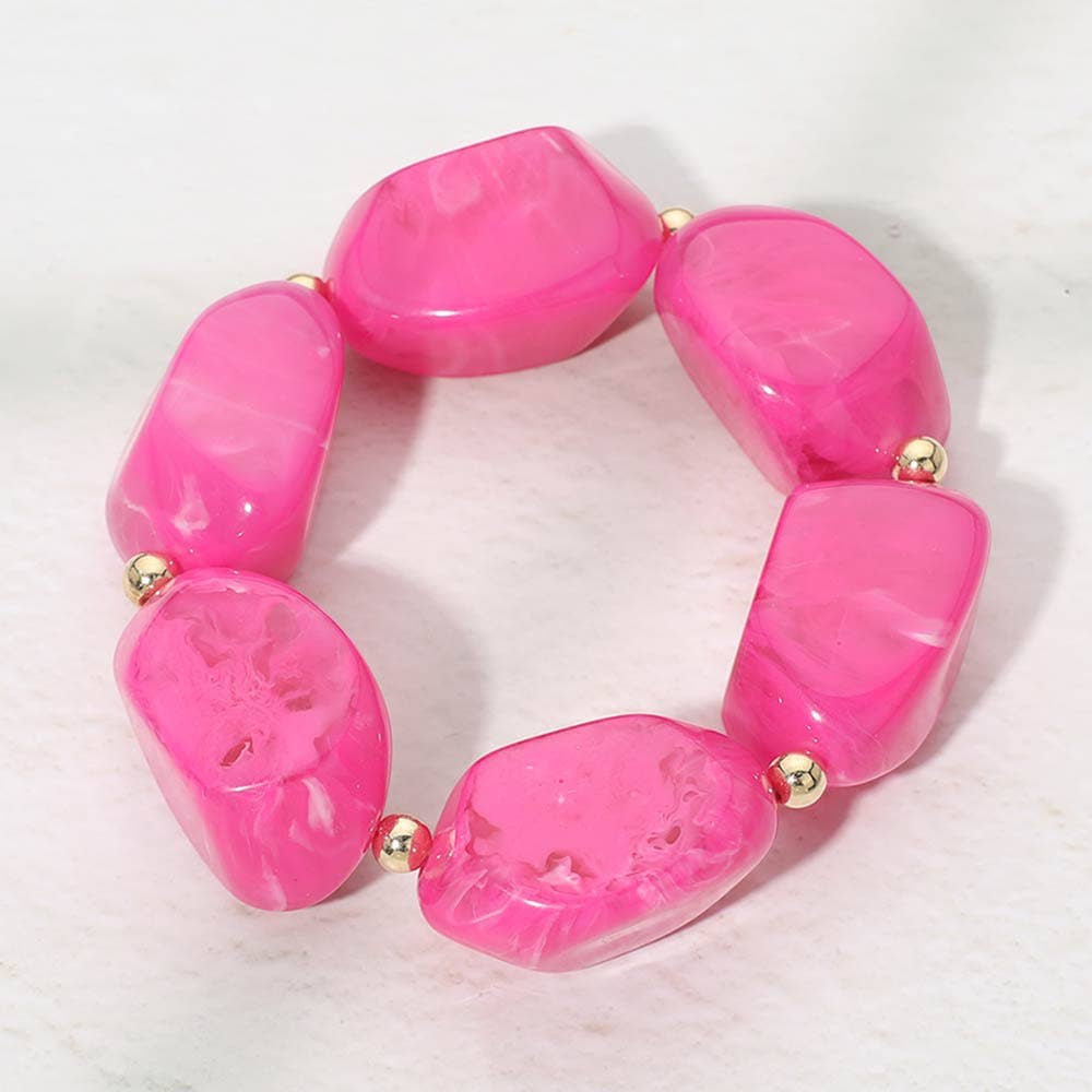 Chunky Pop of Color Statement Resin Pebble Beaded Bracelet