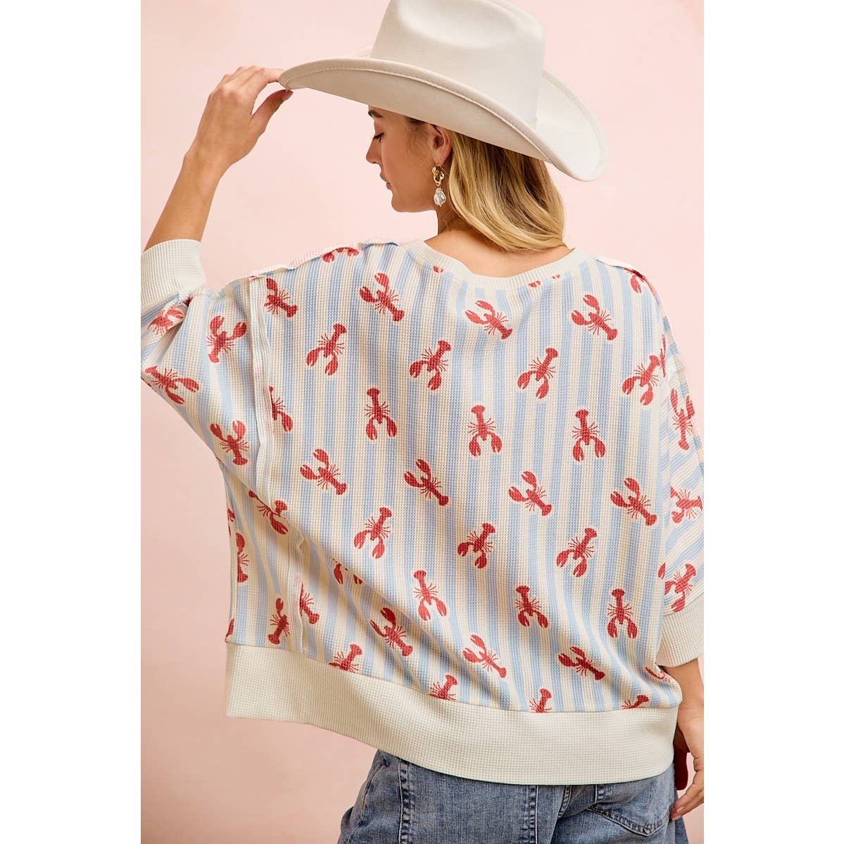 BiBi Coastal Lobster Waffle Knit Pullover