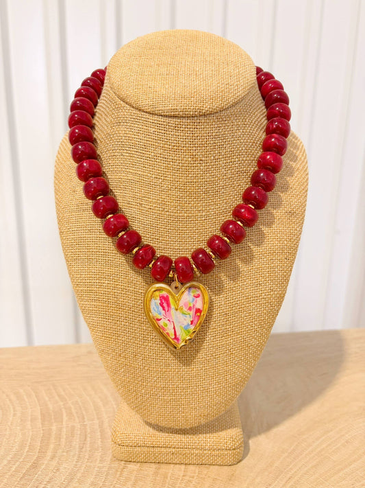 Rebecca x Kate Burgundy Heart Necklace