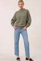 Soft Brushed Knit Mock-Neck Dolman Top