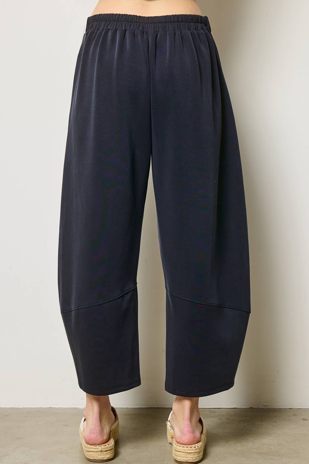 Charlotte Avery Black Scuba Relaxed Barrel Leg Pants