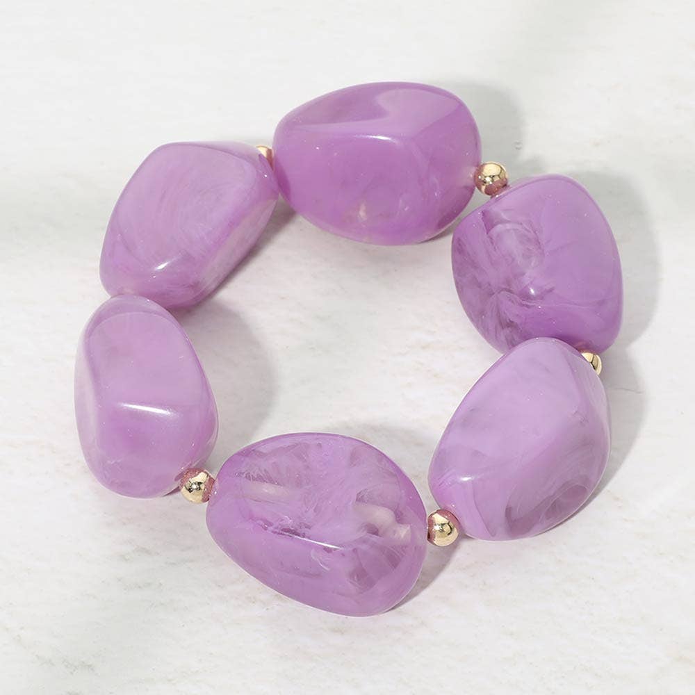 Chunky Pop of Color Statement Resin Pebble Beaded Bracelet
