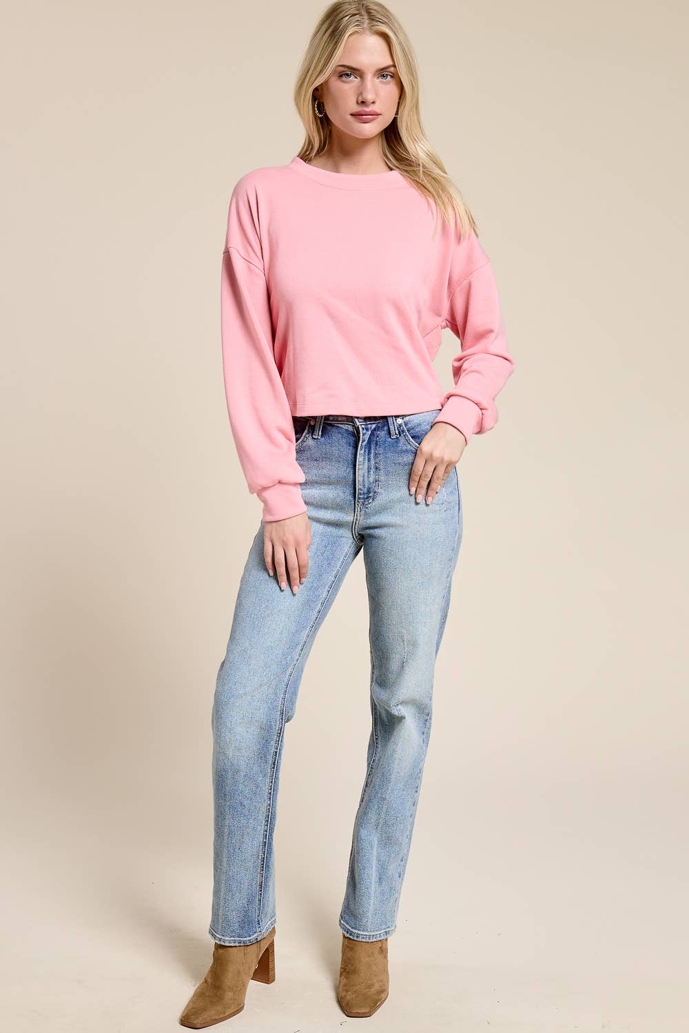 Open-Back Wrap Tie Crewneck