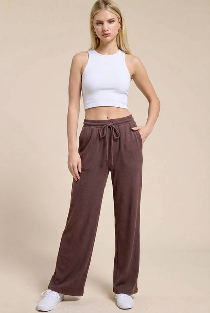 Micro Ribbed Relaxed Drawstring Lounge Pants