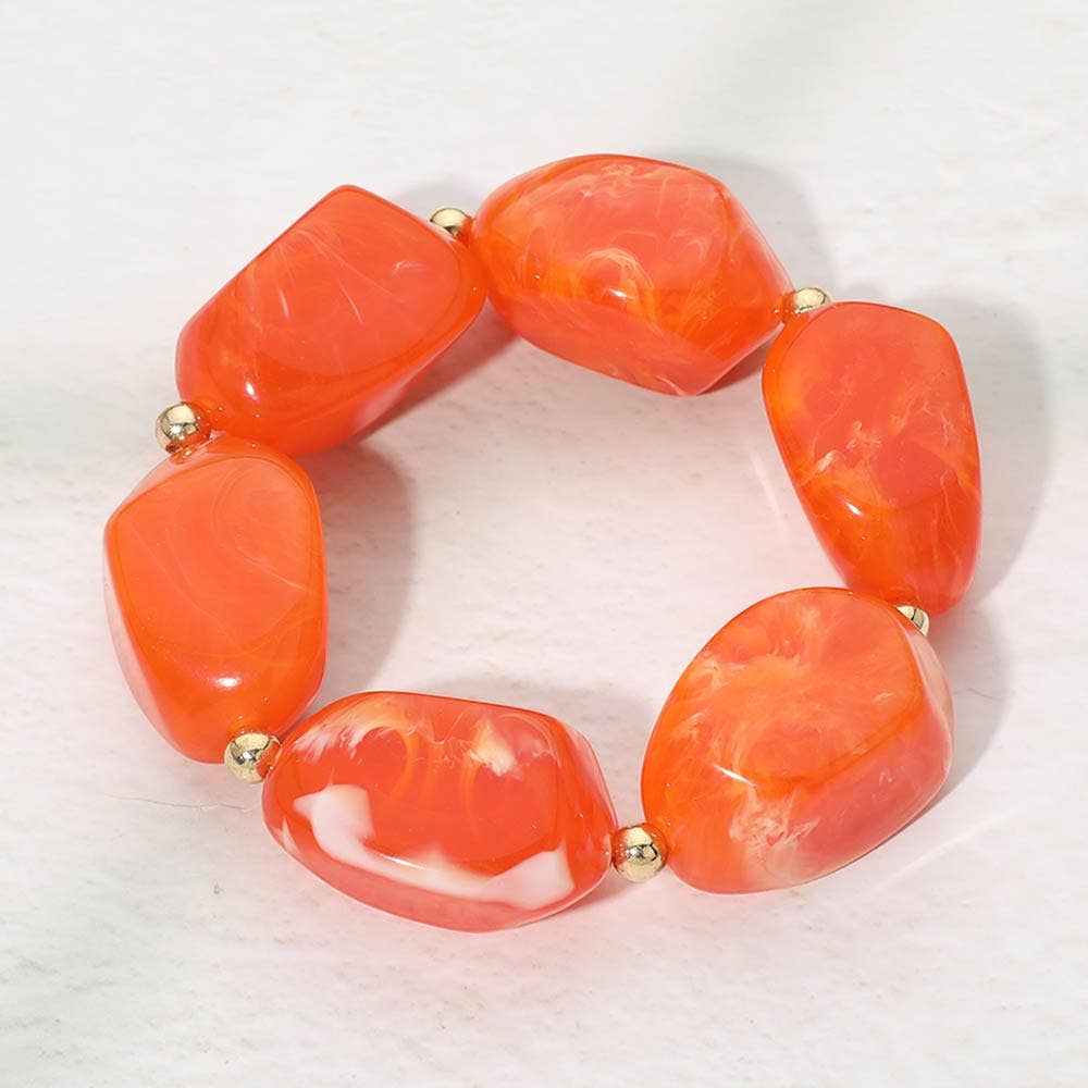 Chunky Pop of Color Statement Resin Pebble Beaded Bracelet