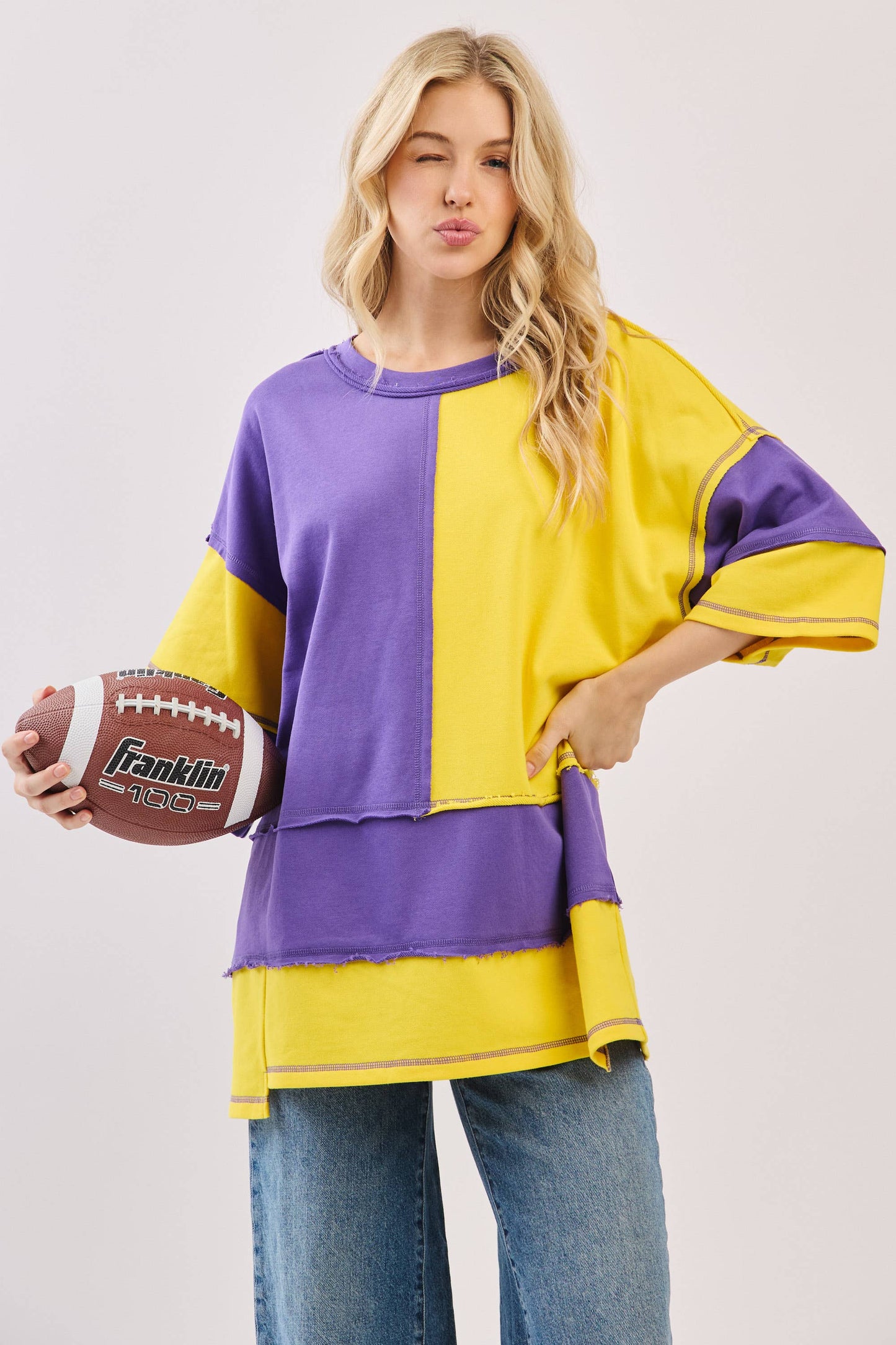 Oversized LSUColor Block Top