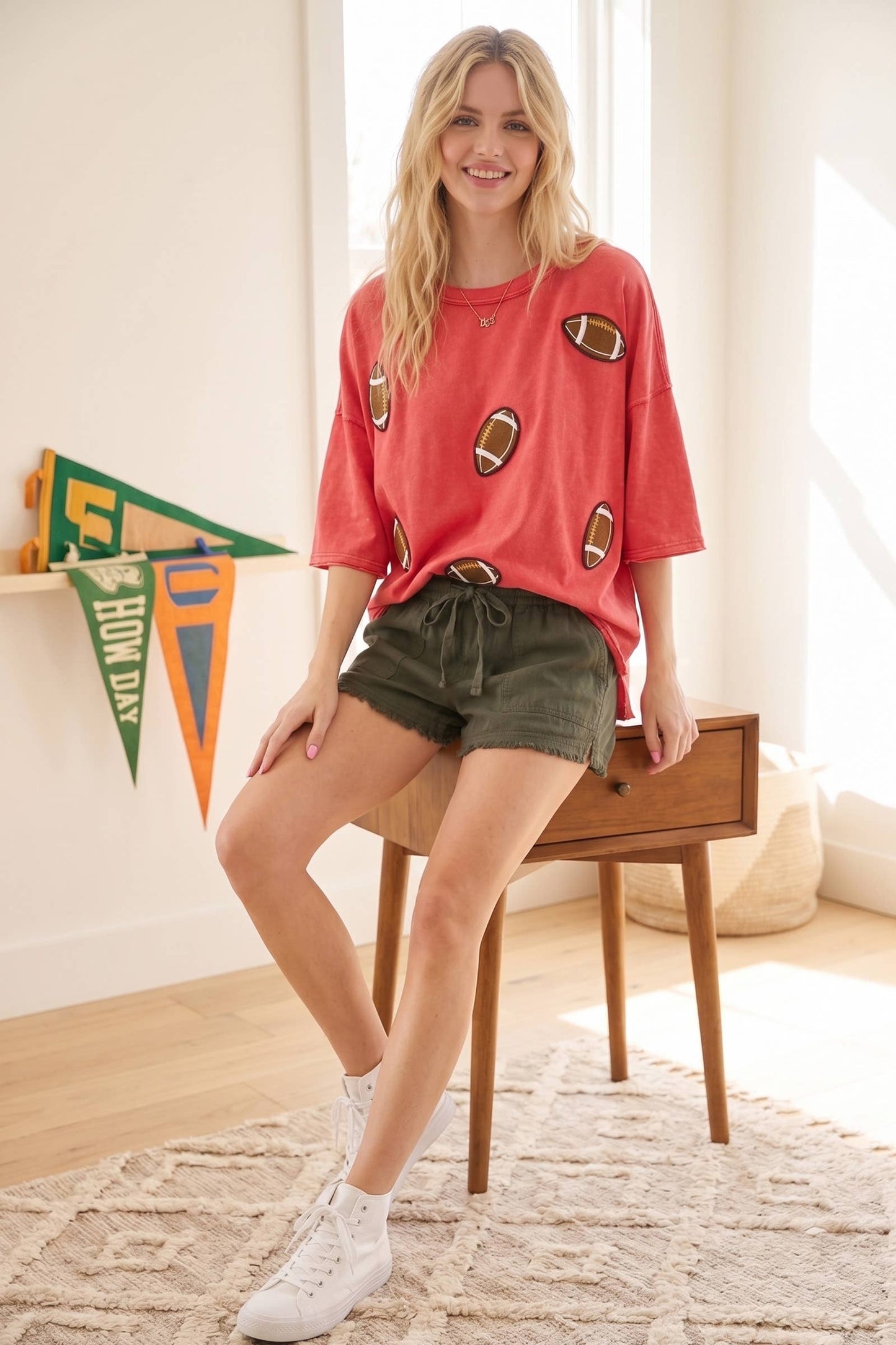 Vintage Football Patch Gameday Oversized Tee