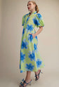 Lime Flower Pop Midi Dress