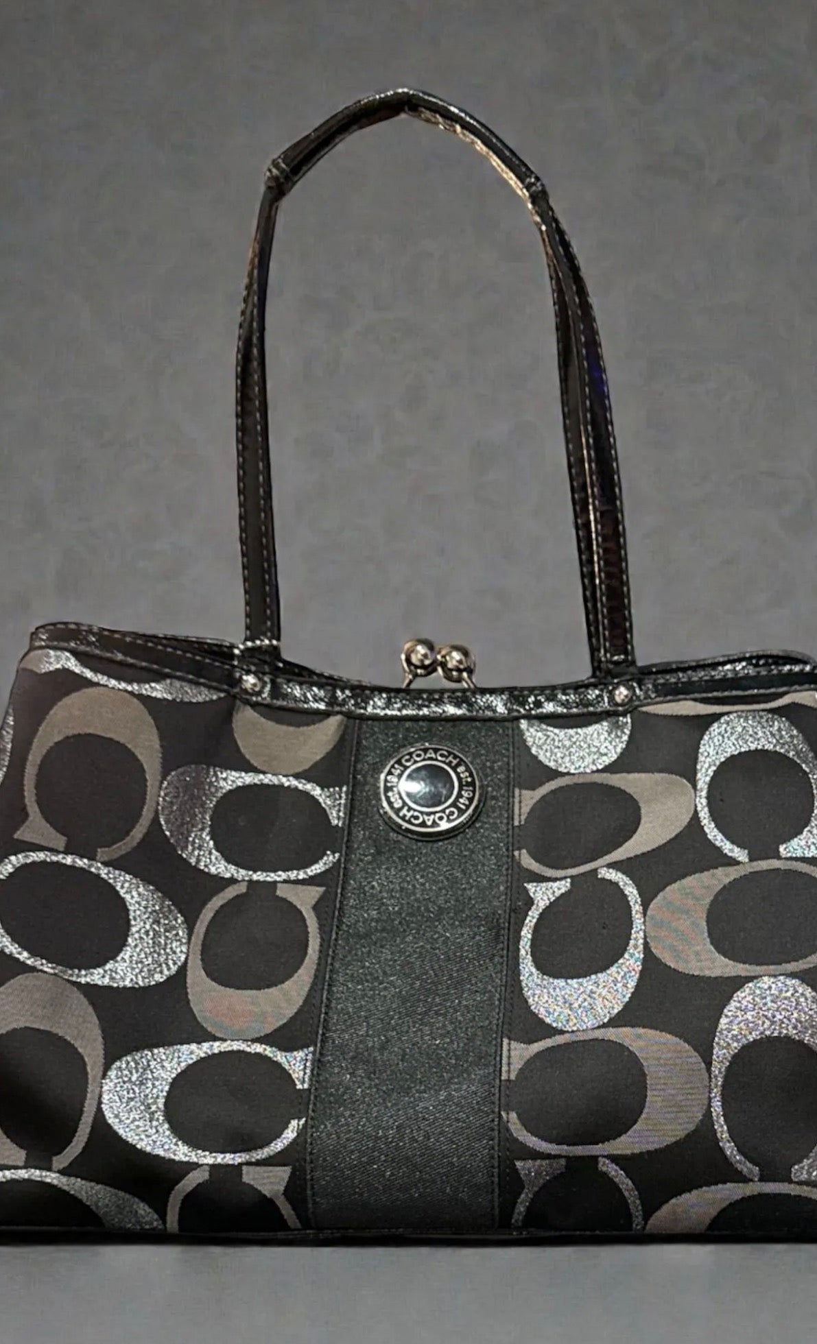 Vintage Coach Kiss Lock Tote