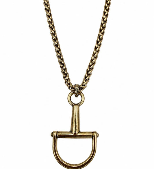 LARGE SNAFFLE BIT ON CHAIN NECKLACE|GOLD