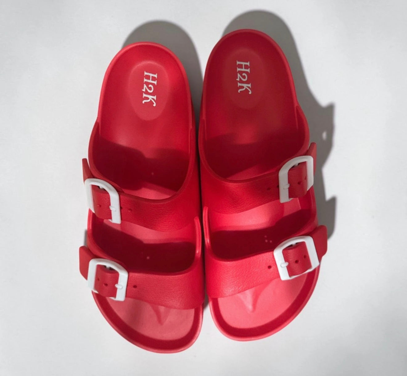 H2K Women’s Lightweight Double Strap EVA Slide Sandals – Red