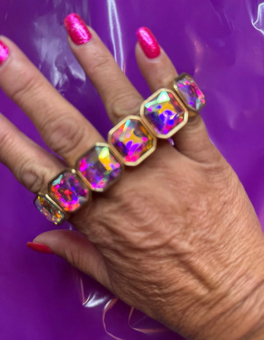 Iridescent Stretch Statement Bracelet