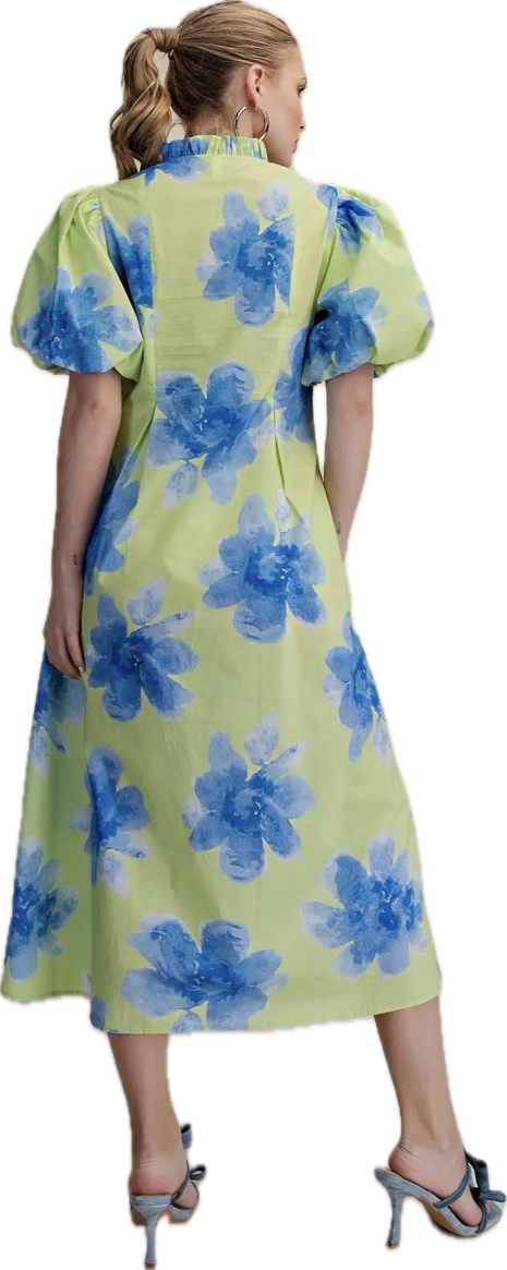 Lime Flower Pop Midi Dress