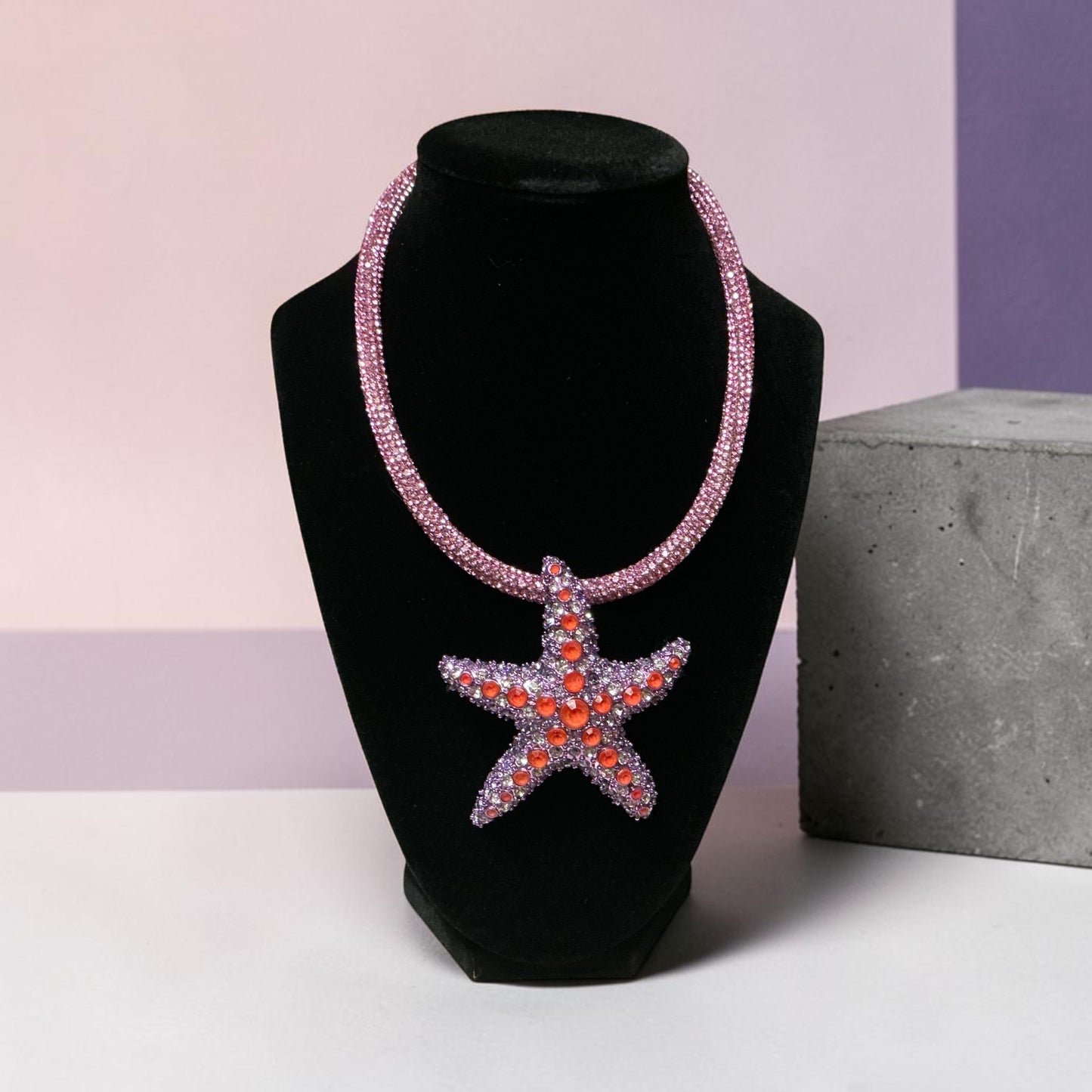 Betsey Johnson Crystal Starfish Statement Necklace