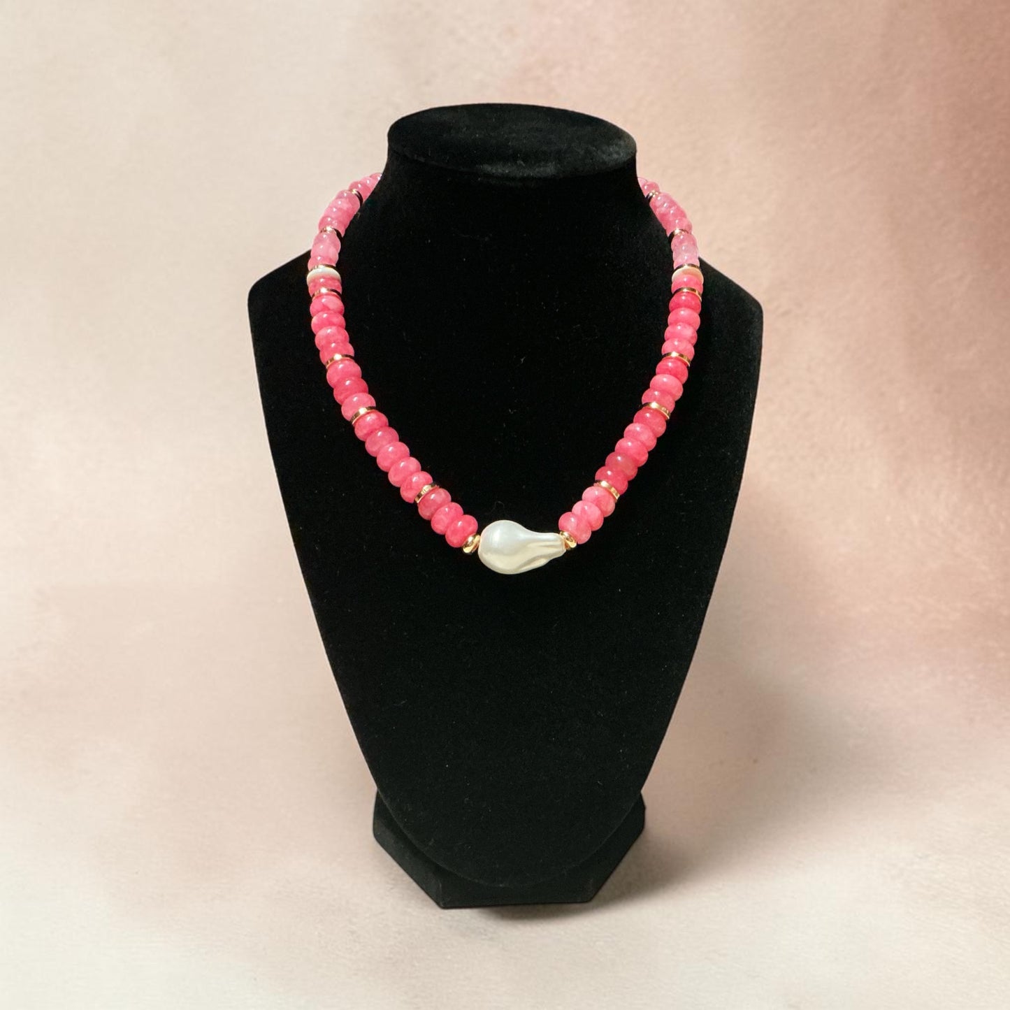 Macrae Pink Beaded Necklace with Pearl Accent